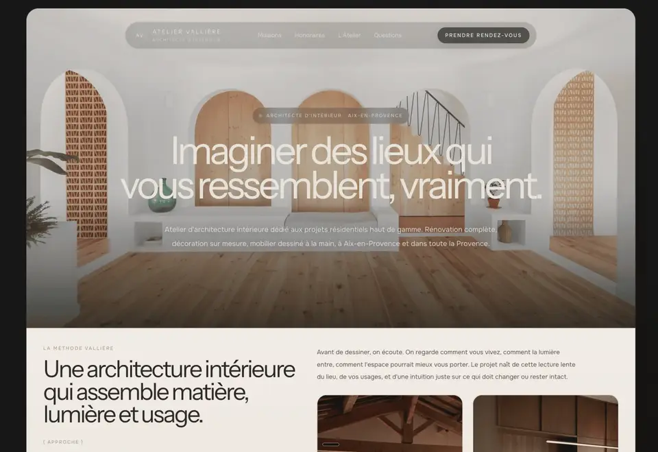 Site web réalisé pour Atelier Vallière