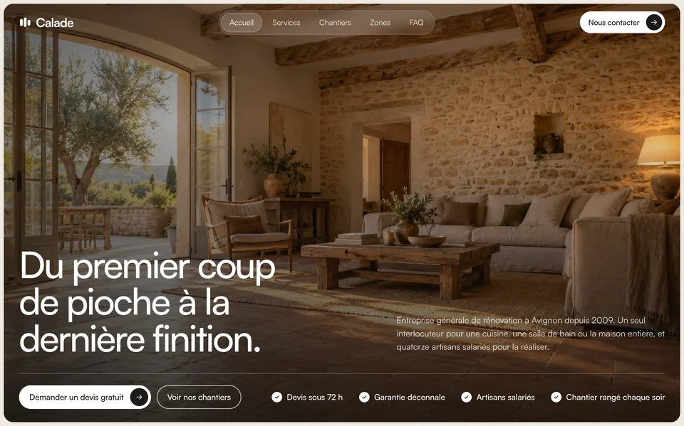 Site web réalisé pour Calade Rénovation