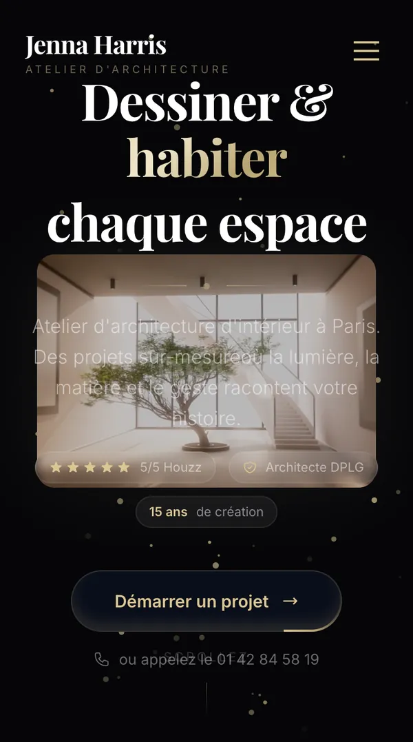 Site web réalisé pour Jenna Harris, Architecte d’intérieur · Paris