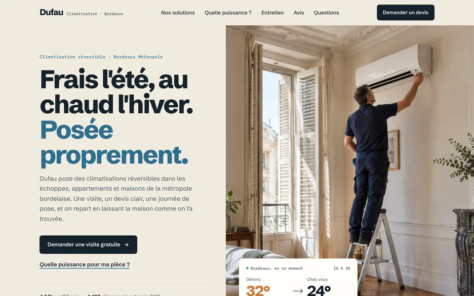 Site web réalisé pour Dufau Climatisation