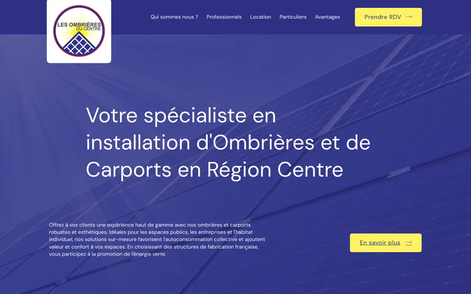 Site web réalisé pour Les Ombrières du Centre