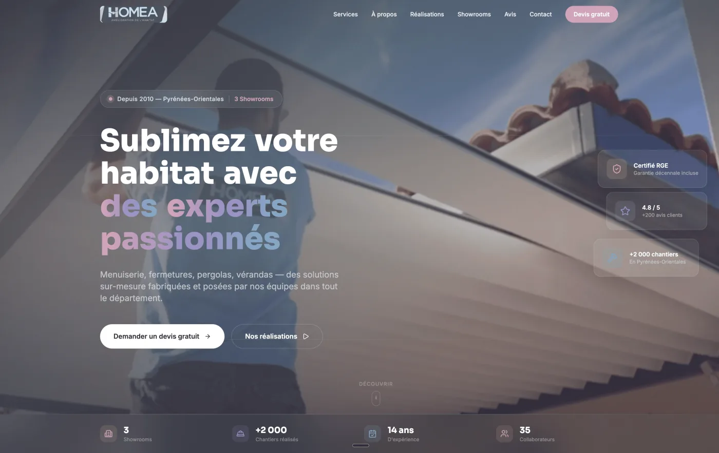 Homea — Design d'intérieur — Site web créé par Kliik Agency pour les professionnels de l'habitat