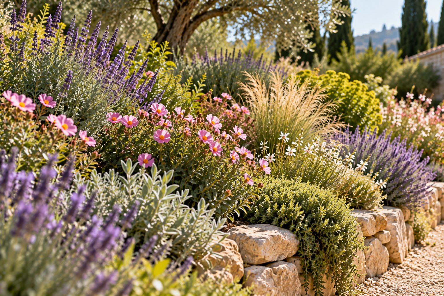 Massif méditerranéen fleuri de sauges et de cistes